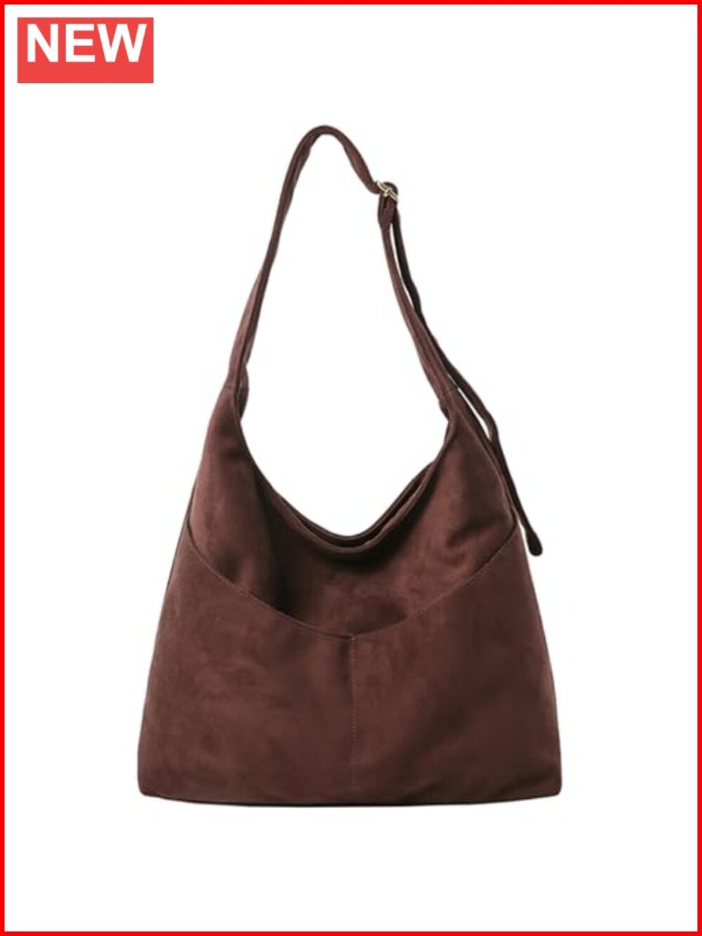 Large Faux Suede Slouchy Hobo Bag Shoulder Tote 16L with Zipper
